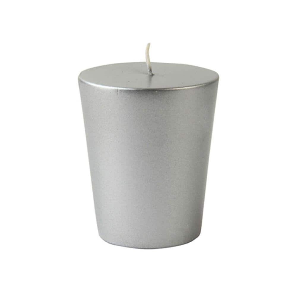 Metallic Silver Votive Candles (12-Box 