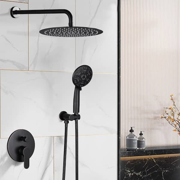 Wall Mount Single Handle 7-Spray Shower Faucet 1.8 GPM with 12 in. Shower Head and Handheld Shower in Oil Rubbed Bronze