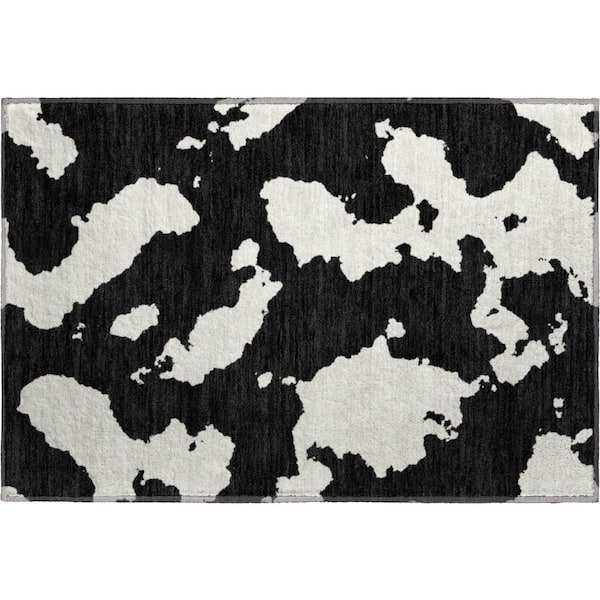 Mayfield Premium Machine Washable Abstract AMF975 Black 1 ft. 8 in. x 2 ft. 6 in. Area Rug
