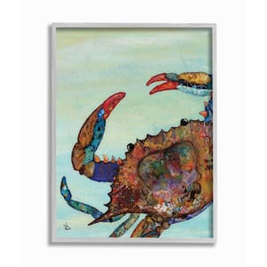 "Colorful Crab on Sand Aquatic Animal Painting" by Lisa Morales Framed Animal Wall Art Print 16 in. x 20 in.