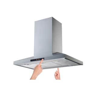 36 in. Convertible Island Range Hood in Stainless Steel with Aluminum Filters and 2-Sides 5-Speed Touch Control