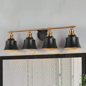 30 in. 4-Light Modern Black and Gold Bell Wall Sconce