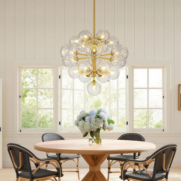 GoYeel Bublume Modern 19-Light Gold Bubble Chandelier, Clear