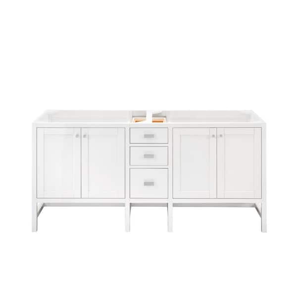 James Martin Vanities Addison 71.9 in W x 23.4 in D x 34.5 in H Bath Vanity Cabinet without Top in Glossy White