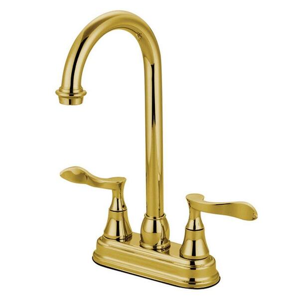 Kingston Brass French 2-Handle Bar Faucet in Polished Brass