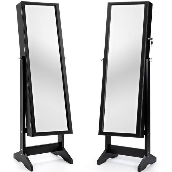 Costway Black MDF Jewelry Cabinet Stand Large Storage Box