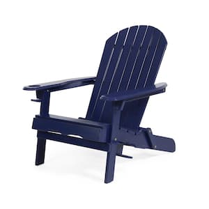 Lissette Navy Blue Foldable Wood Outdoor Patio Adirondack Chair