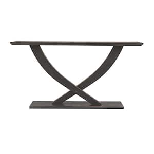 Rasmus 57 in. Black Sandthru Rectangle Wood Console Table