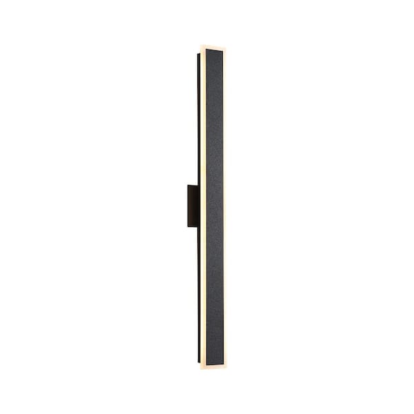 Golden Lighting - Obsidian 36 in. Sand Black Outdoor Hardwired Wall Sconce with LED Bulbs Included