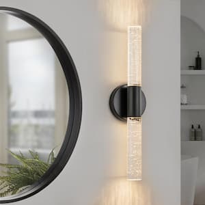 18.9 in. 2-Light Black Modern/Contemporary Glass Bubble LED Vanity Light Bar