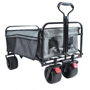 3.2 cu.ft. Oxford Fabric Steel Frame Wagon Heavy-Duty Folding Portable Push Hand Garden Cart with Universal Wheels
