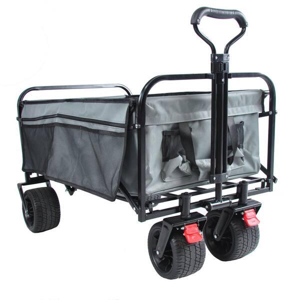 Miscool 3.2 cu. ft. Oxford Fabric Steel Frame Wagon Heavy-Duty Folding Portable Push Hand Garden Cart with Universal Wheels
