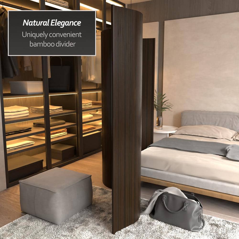 6 ft. Dark Mocha Bamboo Wave Room Divider