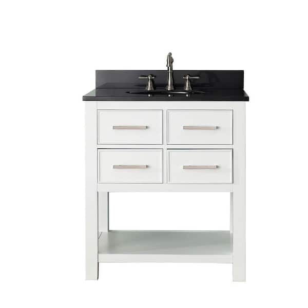 Avanity Brooks 31 in. W x 22 in. D x 35 in. H Vanity in White with Granite Vanity Top in Black and White Basin