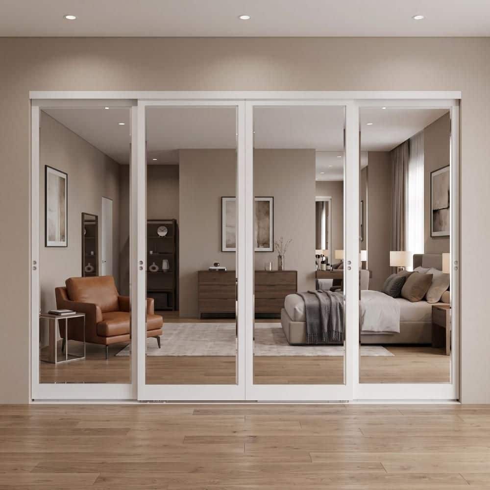 Impact Plus 144 in. x 80 in. Mir-Mel White Mirror Solid Core MDF