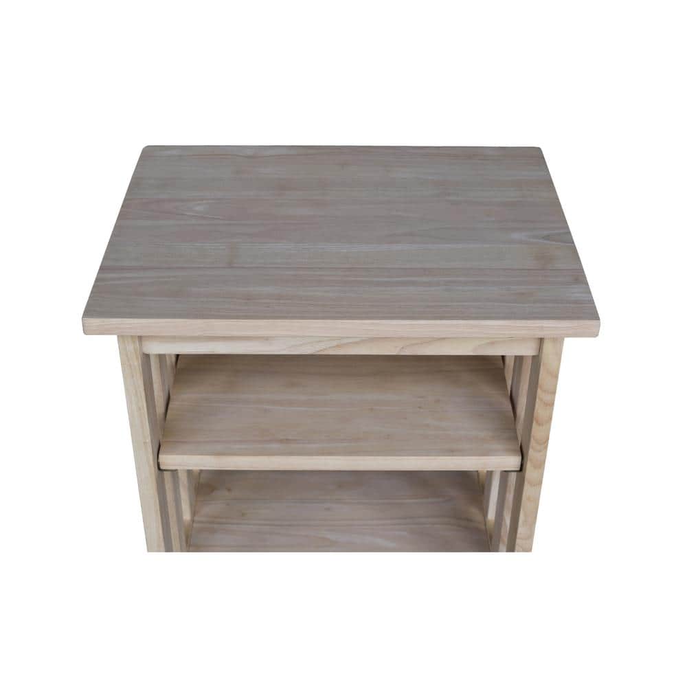 Unfinished Natural Wood 24" Mission Printer Stand with Shelves