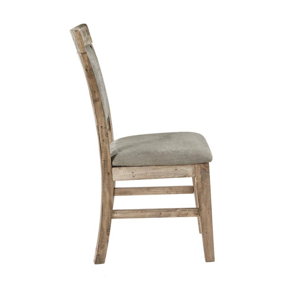 Oliver Rustic Linen & Weathered Wood Side Chair Set, Gray