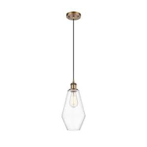 Cindyrella 1-Light Brushed Brass Statement Pendant Light with Clear Glass Shade