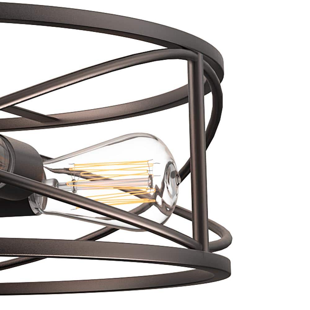 Defong 17'' Oil Rubbed Bronze 4-Light Caged Drum Semi Flush Mount