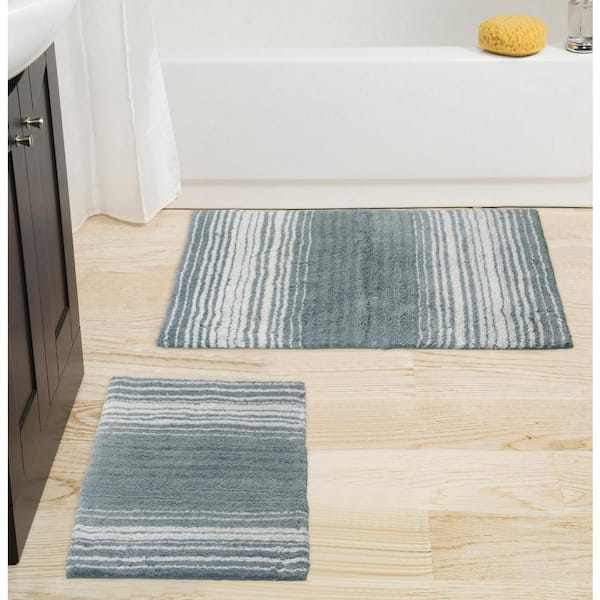 HOME WEAVERS INC 100% Cotton Gradiation Collection Machine Washable 2-Piece Set(S+M), Gray
