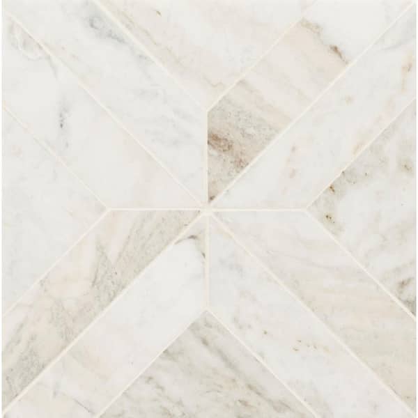 MSI Arabescato Venato White 12 in. x 12 in. x 10mm Honed Mosaic Marble Floor and Wall Tile (10 sq. ft./Case)