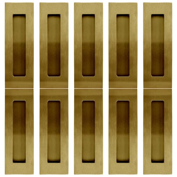 INOX FHIX 7-1/16 in. L Satin Brass PVD Stainless Steel Rectangular Flush Cup Pull (10-Pack)