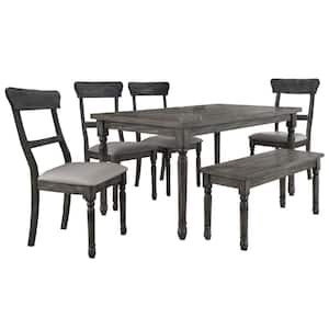 Demi 6-Piece Weathered Gray Dinette Set(Seats 6)