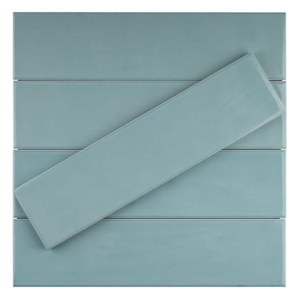 Acqua Blue Glossy Ceramic Subway Wall Tile 3x12
