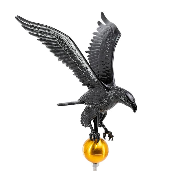 Montague Metal Products 18" Aluminum Flagpole Eagle - Black with Gold Globe