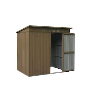 6 ft. W x 4 ft. D Brown Metal Storage Shed Tool Sheds with Lockable Double Door (24 sq. ft.)