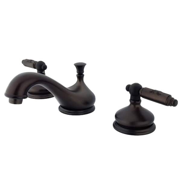 Kingston Brass Georgian 8 in. Widespread 2-Handle Bathroom Faucets with Brass Pop-Up iin Oil Rubbed Bronze