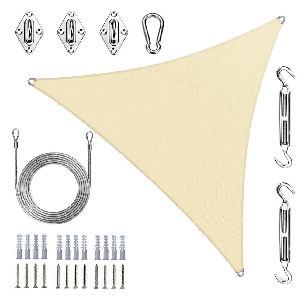 16 ft. x 16 ft. x 16 ft. Triangle Pro Ring Sun Shade Sail with Hardware Kit and Rope-Beige price history on PriceWatchPro