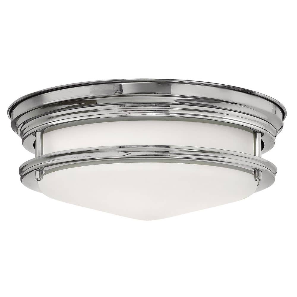 Hadley Dual-Light Chrome Flush Mount with Etched Opal Glass Bowl