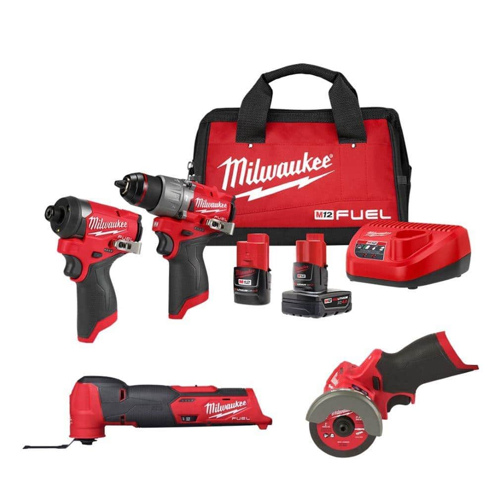 M12 FUEL 12-Volt Li-Ion Brushless Cordless Hammer Drill/Impact Driver Combo Kit (2-Tool) with Multi-Tool and Cut-Off Saw -  Milwaukee