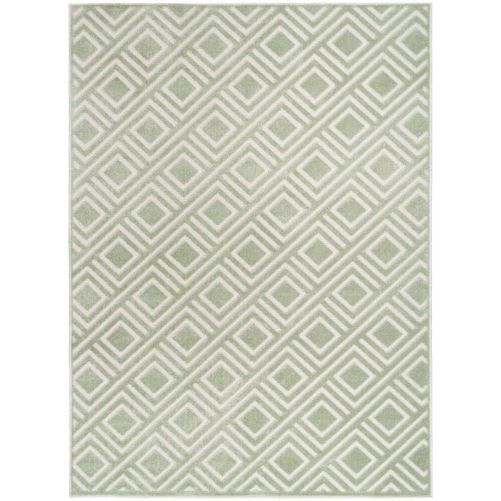 Nourison Casual Green 7 ft. x 9 ft. Checker Contemporary Area Rug ...
