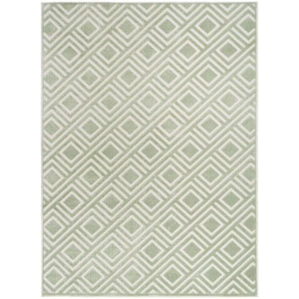 Nourison Casual Green 7 ft. x 9 ft. Checker Contemporary Area Rug