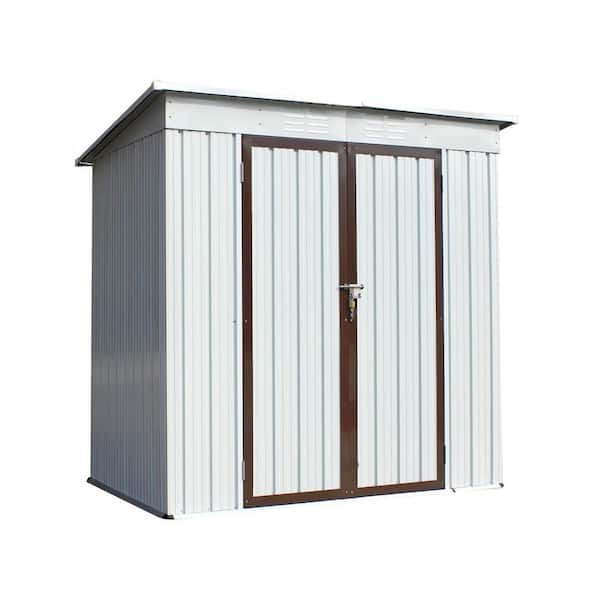 8 ft. W x 6 ft. D White Lockable Metal Shed with Double Door (48 sq. ft.)