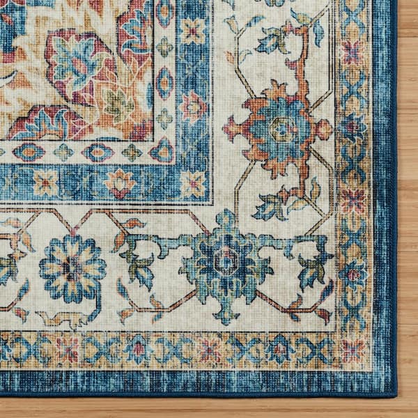 Soha Blue 8 ft. x 10 ft. Crystal Print Polyester Digital Printed Area Rug