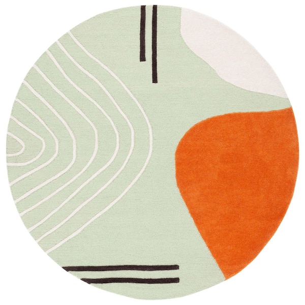 Rodeo Drive 6 ft. x 6 ft. Green/Rust Geometric Round Rug