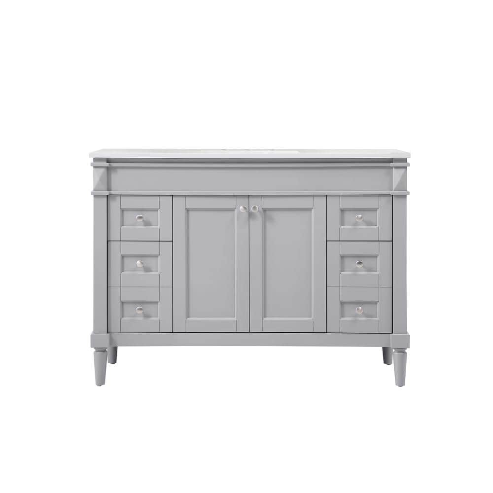 Simply Living 48 in. W x 21 in. D x 35 in. H Bath Vanity in Grey with Ivory
