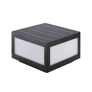 1 Light Black Aluminum Battery Operated Outdoor Waterproof solar Post Light with Integrated LED