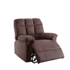 Brown Microfiber Manual Recliner with Tufted Back and Roll Arms