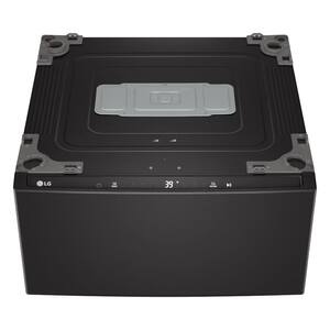 27 in. W 1 cu. ft. Pedestal Front Load Washer Slim DD Motor in Black Steel