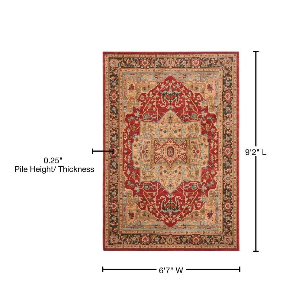 Natural/Navy Rectangular Synthetic Stain-Resistant Area Rug 79"
