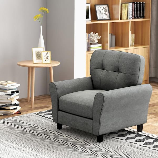 Clihome Modern Upholstered Accent Chair with Rubber Wood Legs CL ...