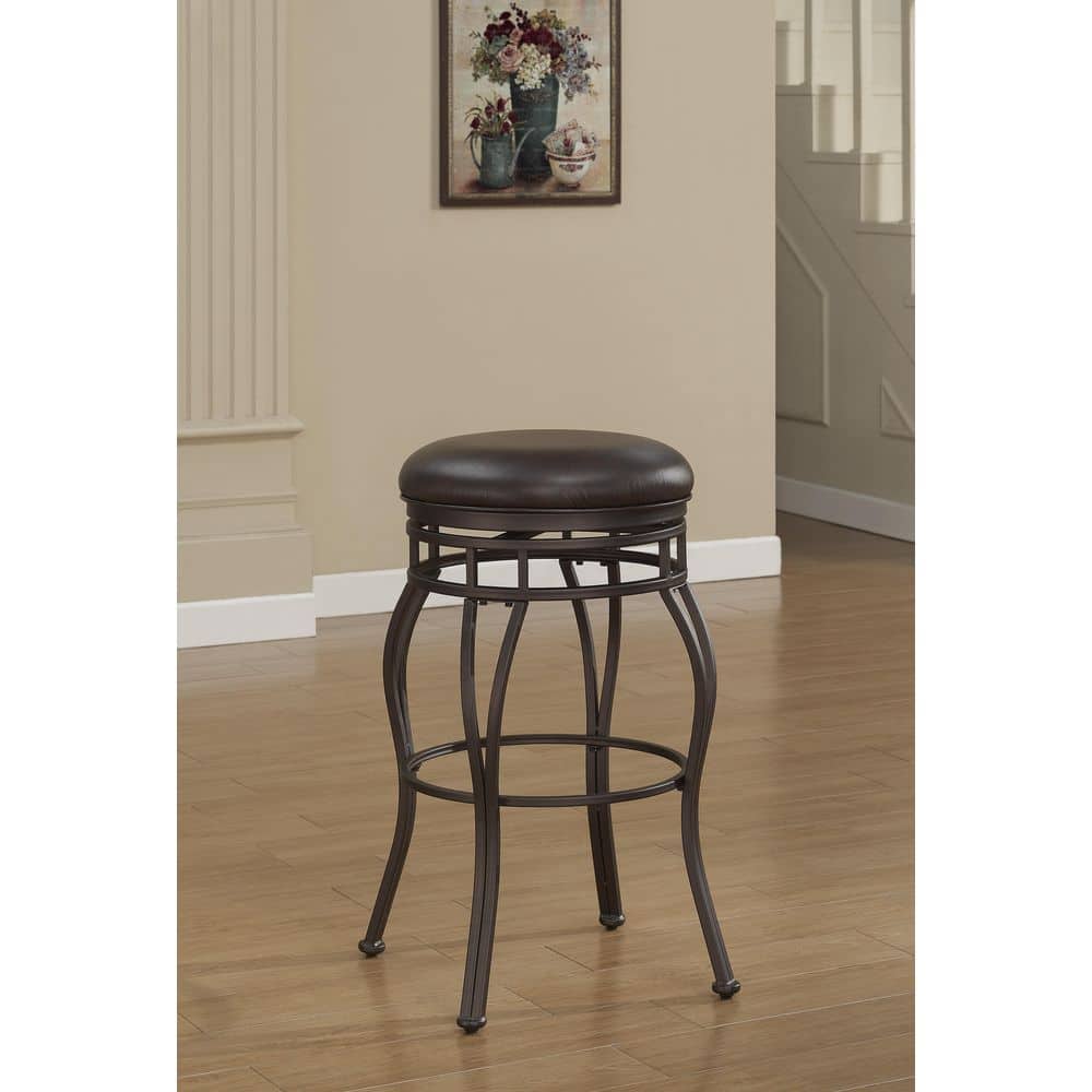 Gray Adjustable Swivel Saddle Style Wood and Metal Bar Stool