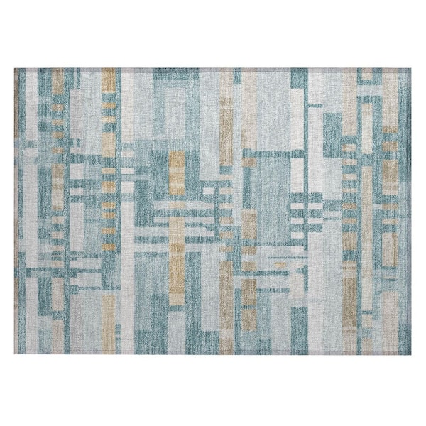 Chantille Machine Washable Indoor/Outdoor Abstract ACN3051 Teal 2 ft. x 3 ft. Accent Rug