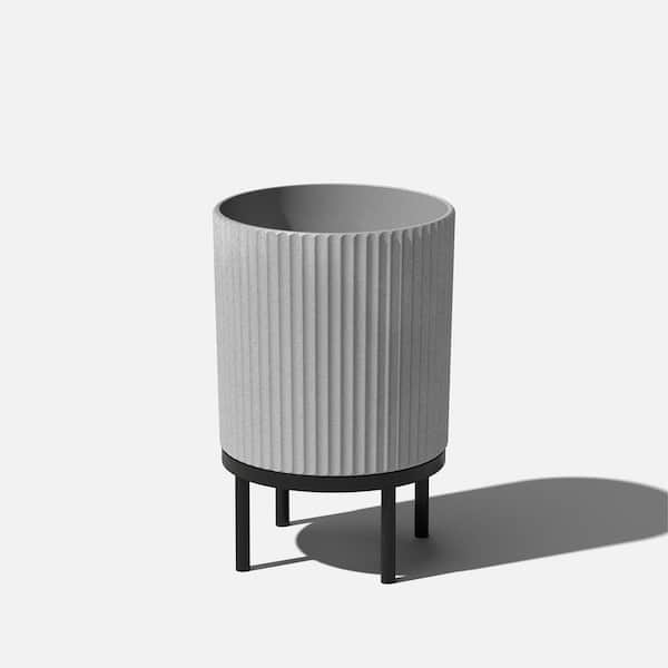 Veradek Demi 16 in. Raised with Stand Round Gray Plastic Planter with Black Stand