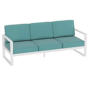 Aluminum Outdoor Couch with Turquoise Cushions