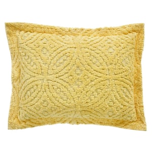 Wedding Ring Collection Yellow Standard 100% Cotton Tufted Unique Luxurious Soft Plush Chenille Ring Design Sham